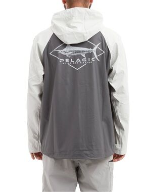 Pelagic Two-Tone Black & Light Gray Hooded Fishing Raincoat